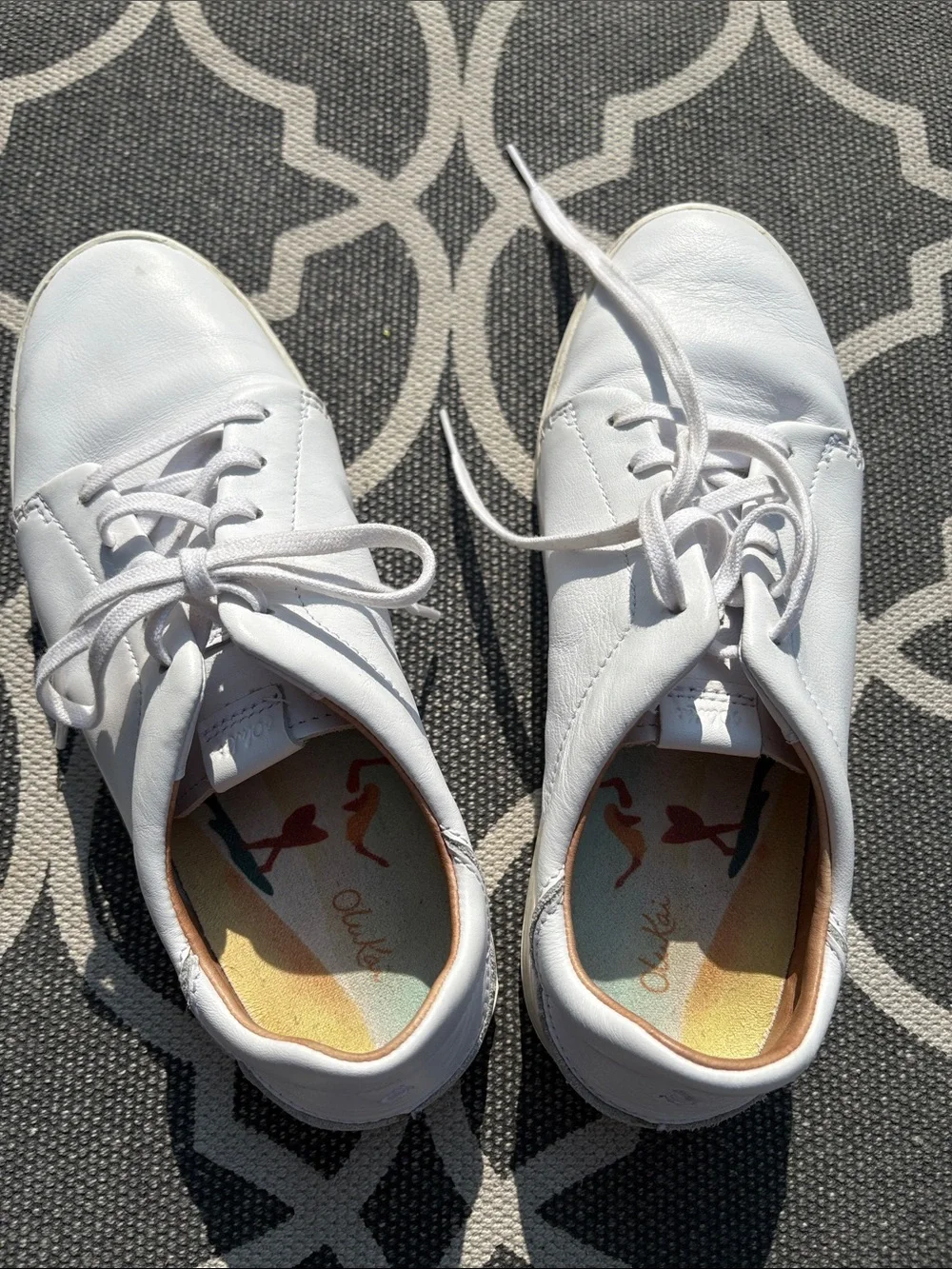 OluKai Women's White Leather Sneakers